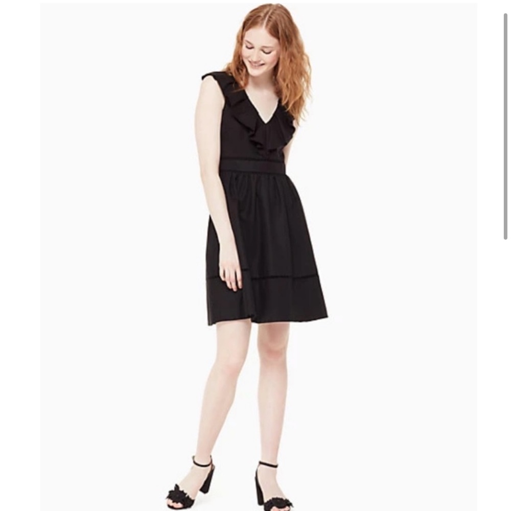 Kate spade black Ruffle neck dress